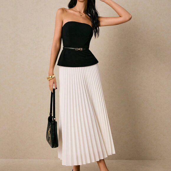 MODA ME COUTURE Tops - Black and White Elegant Women's Two Piece Suit Set